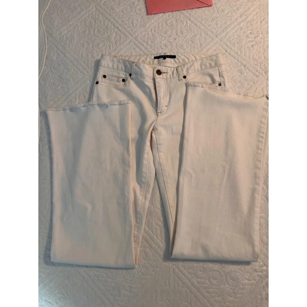 Theory Women's White Wide Leg Boot-Cut Jeans